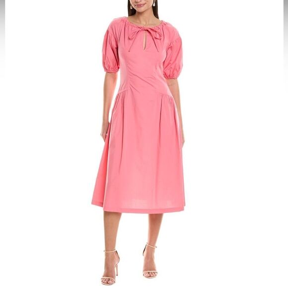 Shoshanna Dresses & Skirts - Shoshanna ladies POPPY MIDI DRESS 6 PINK coral poplin day resort Anthropologie